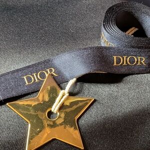 Dior Gold Star Bag Charm with Navy & Gold Ribbon (72")